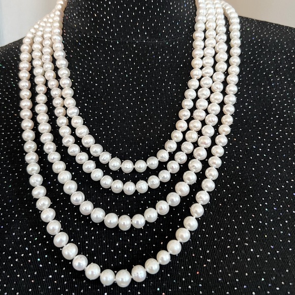 Custom Jewelry - Cultured Freshwater Pearls 100” Long Single Strand Single or Multi Wrap.  6mm